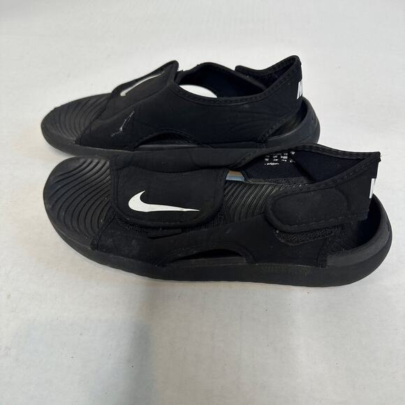 Nike Size Kid 6Y Kid Logo Sunray Adjust Sandal Flip Flop Black Hook Loop Closure - Picture 4 of 9